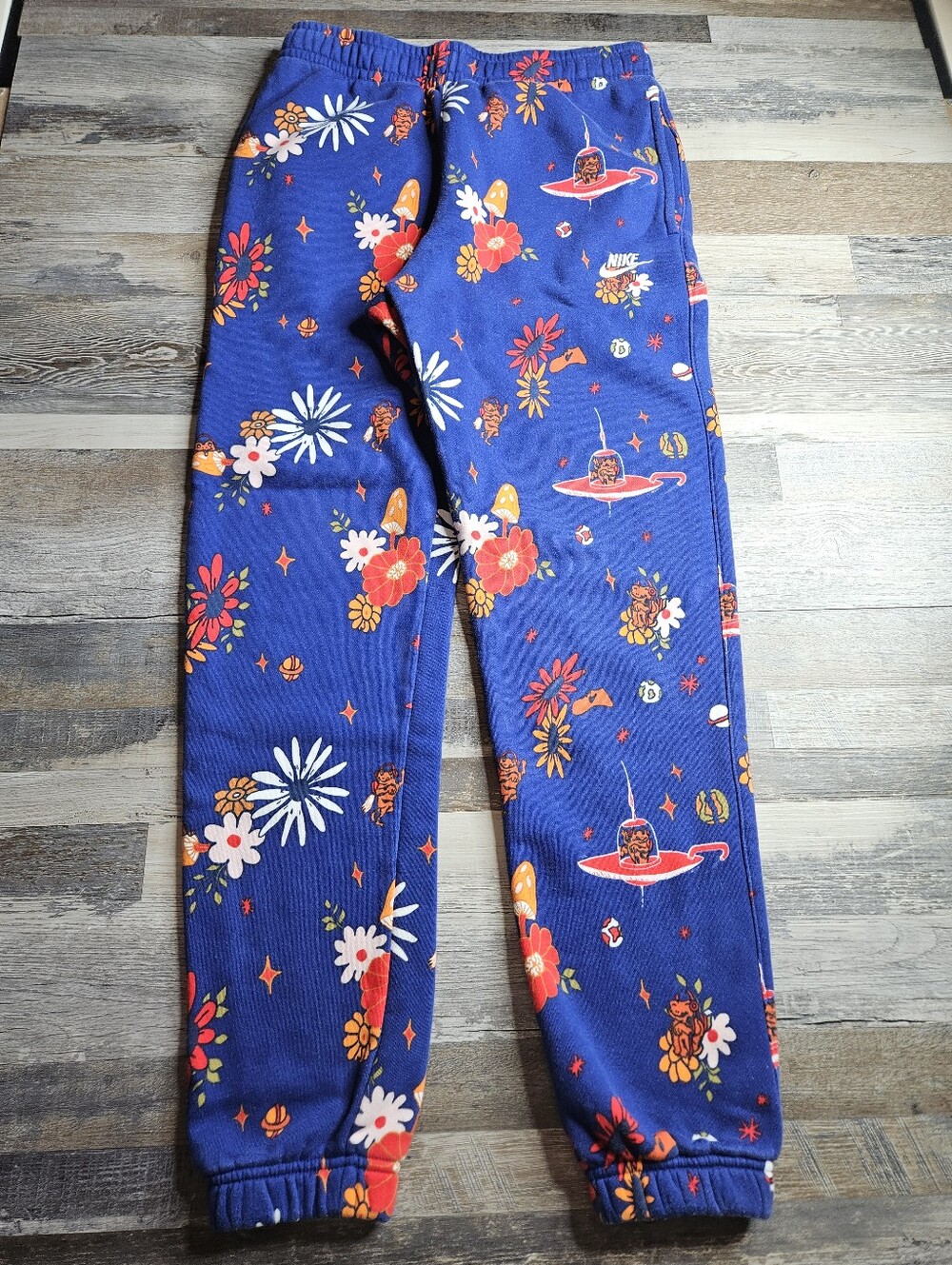 Nike All Over Print Floral Space Alien Joggers Blue Small